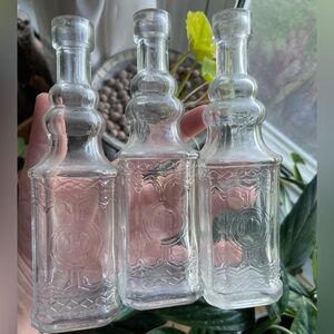 Set of 3 Vintage Glass Bottles